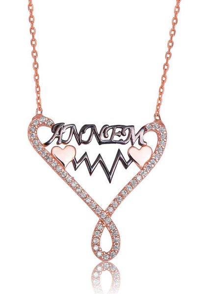 925 Ayar Gümüş Annem Yazılı Sonsuzluk Kolye PT2610202