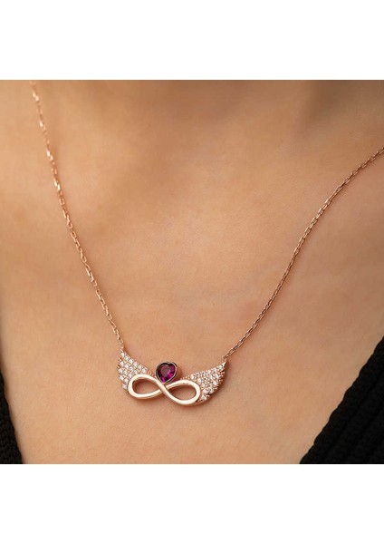 925 Ayar ​gümüş Kanatlı Sonsuz Kalp Kadın Gümüş Kolye T4566 modelleri