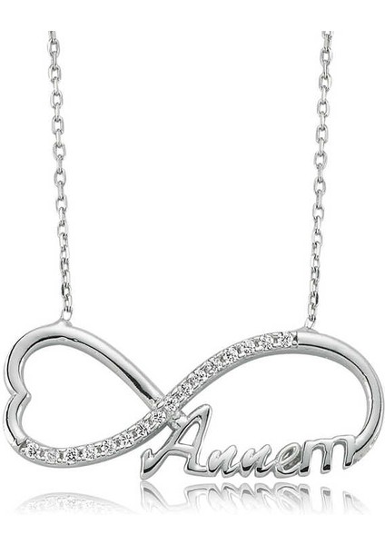 925 Ayar Gümüş Annem Yazılı Sonsuzluk Kadın Gümüş Kolye PT2610043