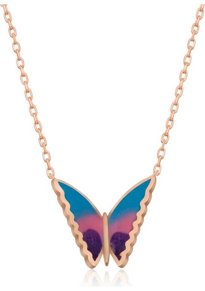 925 Ayar Gümüş Minimal Kelebek Bayan Gümüş Kolye T5956