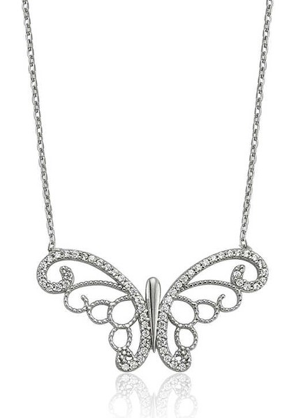 925 Ayar Gümüş Kelebek Bayan Kolye PT2610083