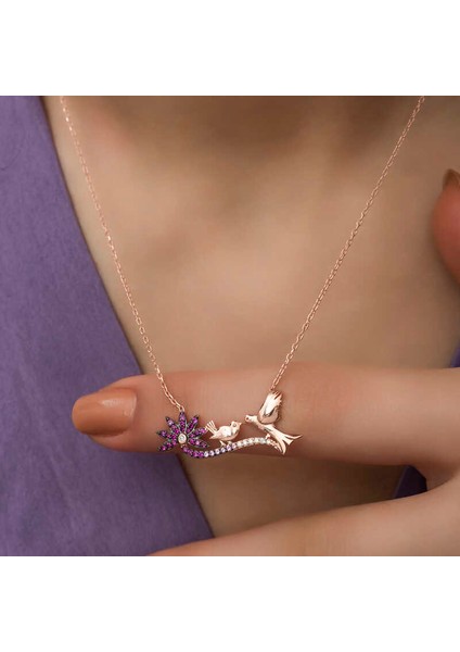925 Ayar ​gümüş Rose Anne ve Yavru Kuş Kadın Gümüş Kolye T4287 modelleri