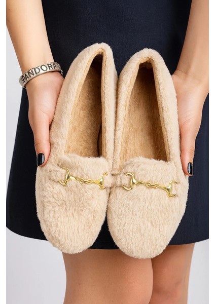Kadın Zincirli Peluş Ev Terliği Ev Babeti Ev Ayakkabısı Bohça Çeyiz