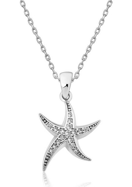 925 Ayar Gümüş Deniz Yıldızı Kadın Gümüş Kolye T4705