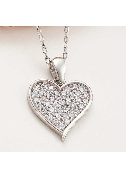 925 Ayar Gümüş Kalp Kadın Kolye T7959