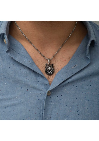 ​925 Ayar Gümüş Kurt Kafası Kolye T4648 modelleri