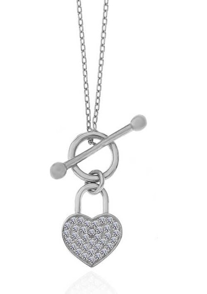 925 Ayar Gümüş Sallantılı Kalp Kadın Kolye T7483