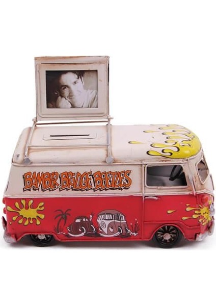 Dekoratif Metal Minibüs Çerçeveli ve Kumbaralı Hediyelik (3831)