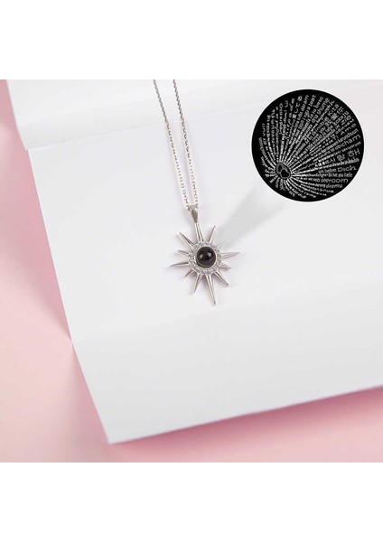 925 Ayar Gümüş 100 Dilde Seni Seviyorum Kutup Yıldızı Kadın Kolye T7655