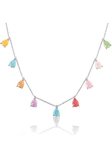 925 Ayar Gümüş Renkli Kadın Şans Kolyesi T7895