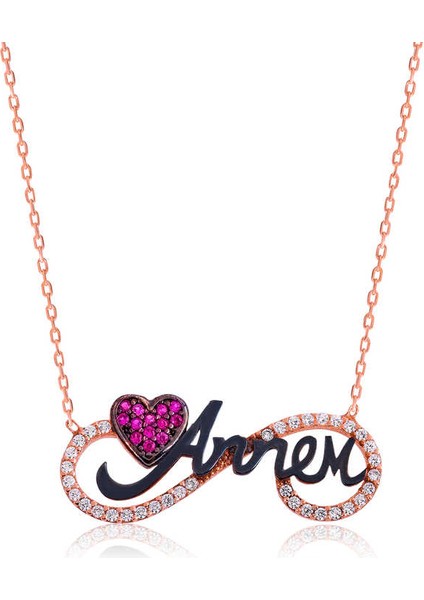 925 Ayar Gümüş Annem Yazılı Sonsuzluk Kadın Gümüş Kolye PT2610542