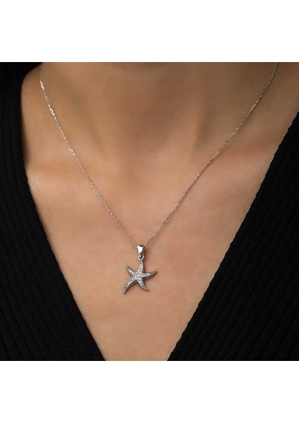 925 Ayar Gümüş Deniz Yıldızı Kadın Gümüş Kolye T4705 modelleri