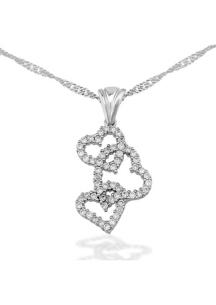925 Ayar Gümüş 3 Kalpli Kadın Gümüş Kolye PND47138250