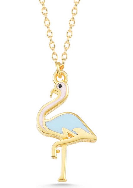 925 Ayar Gümüş Gold Flamingo Kadın Kolye T7789