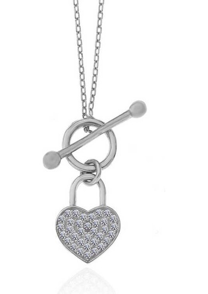 925 Ayar Gümüş Sallantılı Kalp Kadın Kolye T7483 fiyatları