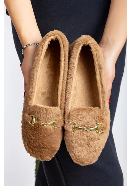 Kadın Zincirli Peluş Ev Terliği Ev Babeti Ev Ayakkabısı Bohça Çeyiz
