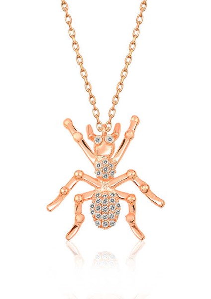 925 Ayar Gümüş Rose Örümcek Kadın Gümüş Kolye T5120 fırsatları