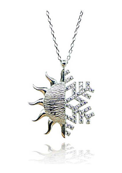 925 Ayar Gümüş Güneş Kartanesi Kadın Gümüş Kolye T6038