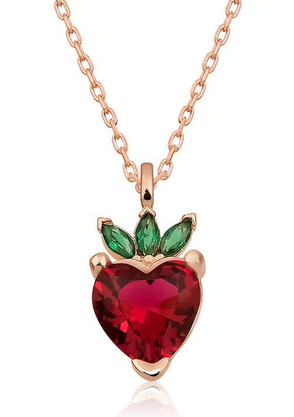​925 Ayar Gümüş Rose Çilek Figür Meyve Kolye T5294 fırsatları