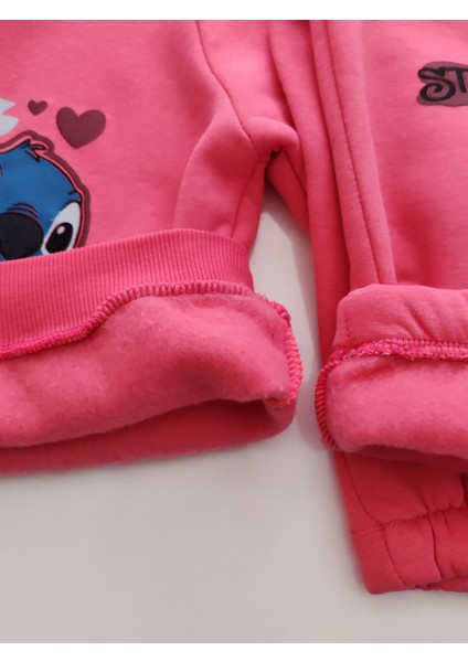 Kız Çocuk Üç Iplik Şardonlu 2’li Takım | Sweatshirt & Eşofman Altı | Stick Baskılı modelleri