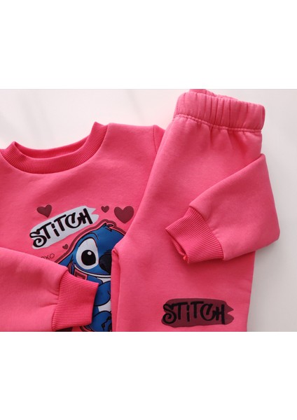 Kız Çocuk Üç Iplik Şardonlu 2’li Takım | Sweatshirt & Eşofman Altı | Stick Baskılı fırsatları