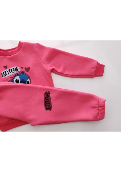 Kız Çocuk Üç Iplik Şardonlu 2’li Takım | Sweatshirt & Eşofman Altı | Stick Baskılı indirimleri