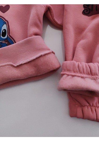 Kız Çocuk Üç Iplik Şardonlu 2’li Takım | Sweatshirt & Eşofman Altı | Stick Baskılı modelleri
