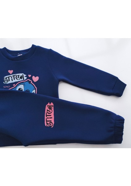 Kız Çocuk Üç Iplik Şardonlu 2’li Takım | Sweatshirt & Eşofman Altı | Stick Baskılı indirimleri
