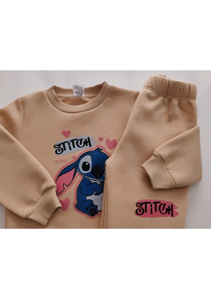 Kız Çocuk Üç Iplik Şardonlu 2’li Takım | Sweatshirt & Eşofman Altı | Stick Baskılı fırsatları