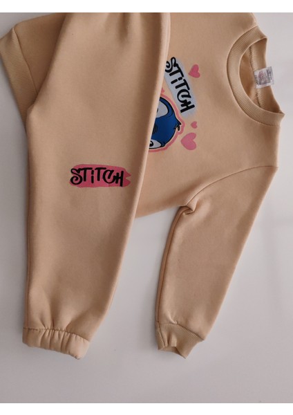 Kız Çocuk Üç Iplik Şardonlu 2’li Takım | Sweatshirt & Eşofman Altı | Stick Baskılı indirimleri