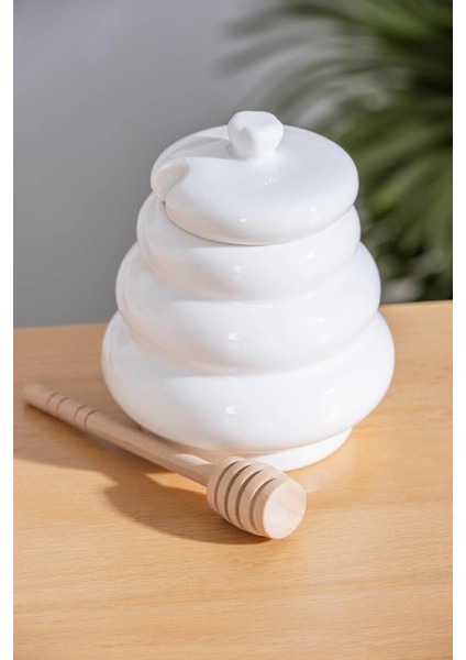 Pamira Bambu Kaşıklı Porselen Bal Kavanozu – Şık ve Kullanışlı Saklama Kabı fiyatları