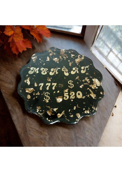 Kişiye Özel Altın Varaklı Isimli Bardak Altlığı