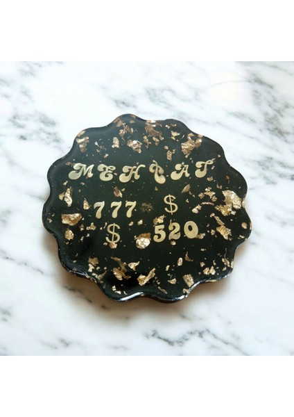 Kişiye Özel Altın Varaklı Isimli Bardak Altlığı