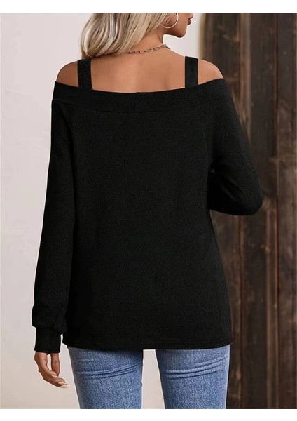 Kadın Askılı Iki Omuzu Açık Salaş Yün Viskon Bluz modelleri