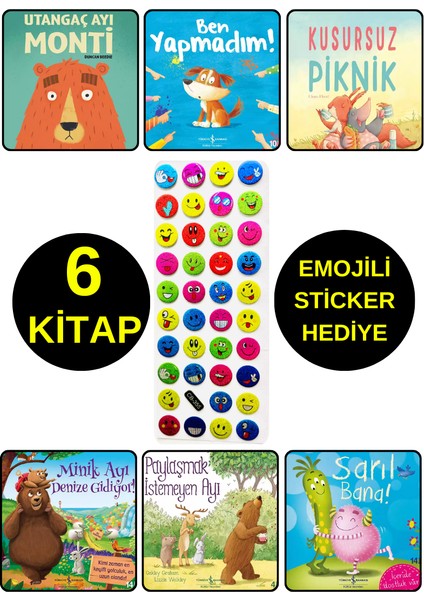 Emojili Sticker Hediye - Okul Öncesi Resimli Kitaplar - Utangaç Ayı Monti - Ben Yapmadım - Sarıl .