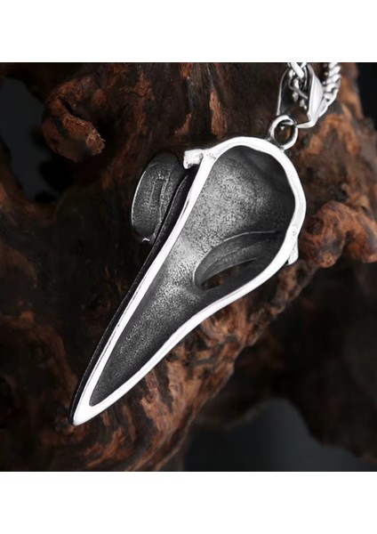 Viking Vegvisir Runik Sembollü Kuzgun Kafatası Çelik Kolye indirimleri
