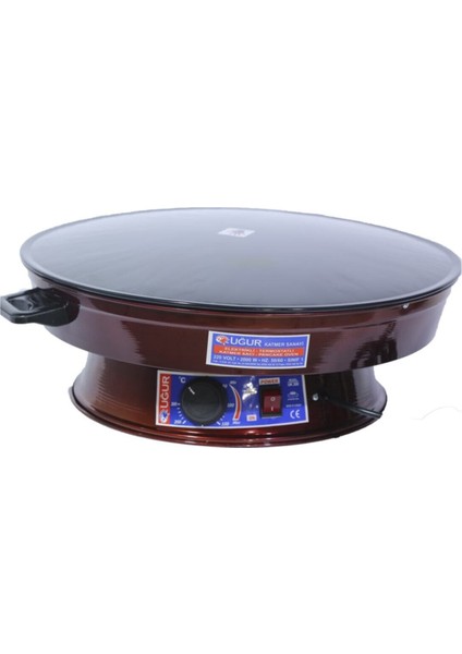 Kırmızı 50 cm Elektrikli Katmer Ekmeği Sacı, Termostatlı ve Kullanışlı Tasarım