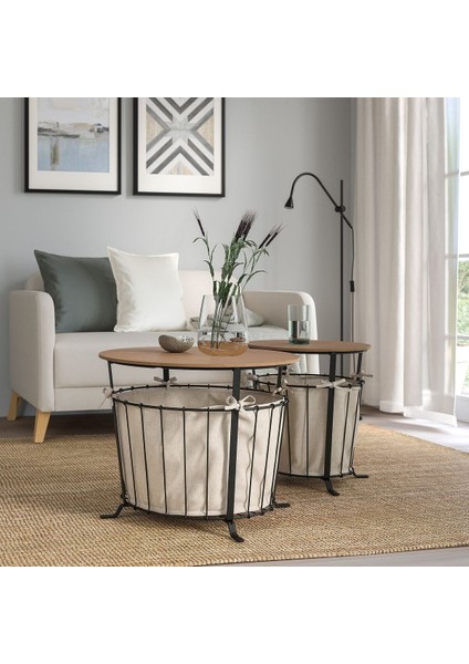 Saklama Bölmeli Sehpa, Siyah-Kahverengi, 60 cm fırsatları