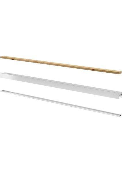 Gömme Dolap Için Sürgü Kapak Rayı, Alüminyum, 8.1X200 Cm, 2 Adet