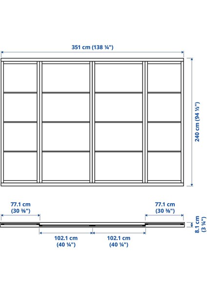 Gömme Dolap Için Sürgü Kapak, Beyaz-Cam, 351X240 cm modelleri