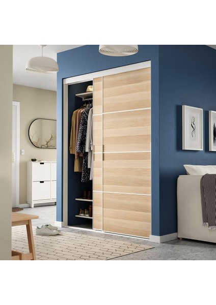 Gömme Dolap Için Sürgü Kapak, Beyaz-Ağartılmış Meşe Görünümlü, 152X205 cm fiyatları