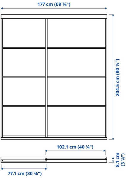 Gömme Dolap Için Sürgü Kapak, Aynalı Cam-Ağartılmış Meşe Kaplama, 177X205 cm fiyatları