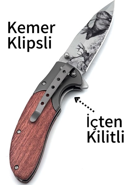 Kamp Outdoor Sibirya Çakı Kurt - Geyik Işlemeli 20,5 cm Kemer Aparatlı Kilitli fırsatları