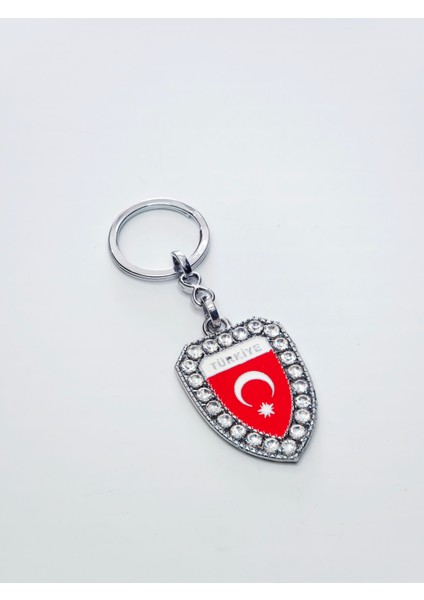 Anahtarlık Aksesuar Taşlı Bayrak Anahtarlik Ay Yıldız