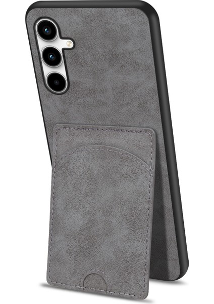 Samsung Galaxy S25 Fe Kickstand Deri Kaplamalı Tpu Telefon Kılıfı ve Kart Yuvası (Yurt Dışından)