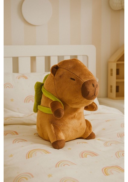 Capybara Kaplumbağa Sırt Çantalı Peluş, Uyku Arkadaşı Kapibara Sırt Çantalı Peluş Yastık 25 Cm