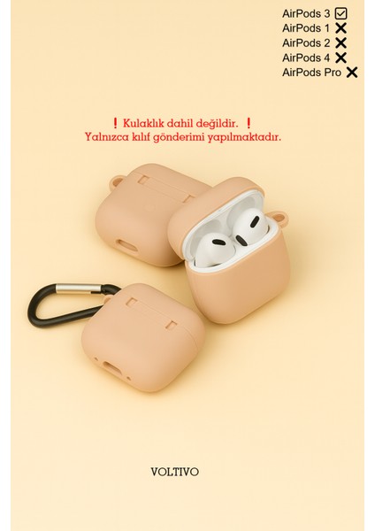 Airpods 3. Nesil Uyumlu Renkli Kir Tutmaz Silikon Kancalı Kılıf