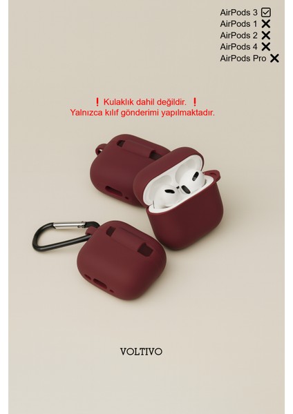 Airpods 3. Nesil Uyumlu Renkli Kir Tutmaz Silikon Kancalı Kılıf