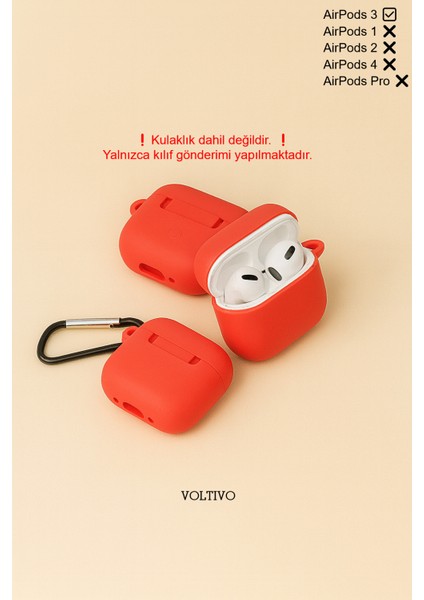 Airpods 3. Nesil Uyumlu Renkli Kir Tutmaz Silikon Kancalı Kılıf