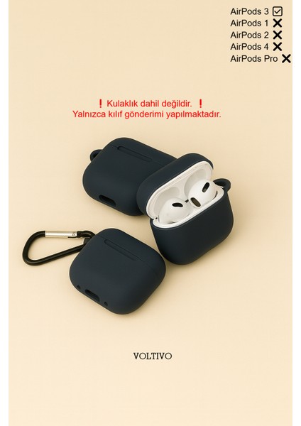 Airpods 3. Nesil Uyumlu Renkli Kir Tutmaz Silikon Kancalı Kılıf